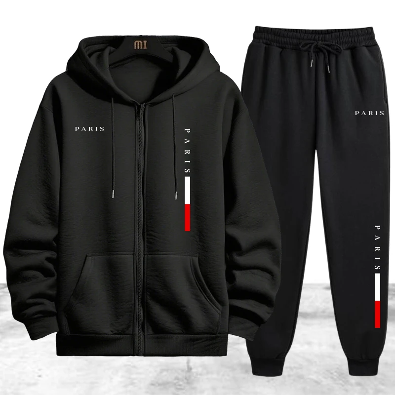 Jacket Winter Clothing - Herren Trainingsanzug 2-teiliges Set, Lässiger Kapuzenpullover