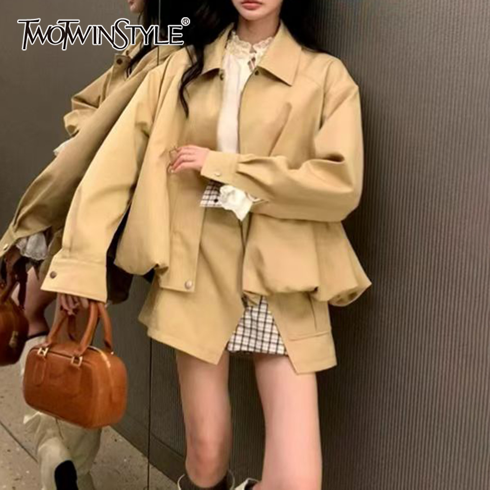 Winter Clothing For Sale - TWOTWINSTYLE Khakl Gespleißt Tasche Zwei Stück