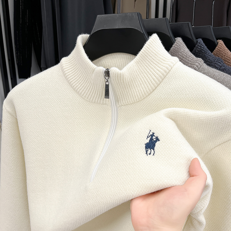 Winter Clothing Men Style - Winter-Herrenpullover mit zusätzlichen Lagen, halbhoher Reißverschluss,