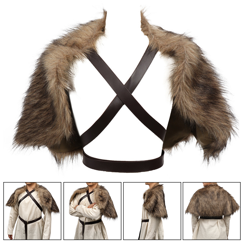 Jacket Winter Clothing - Wikinger-Umhang, Kunstpelzkragen, Umhang, mittelalterliche Winterkleidung, König,