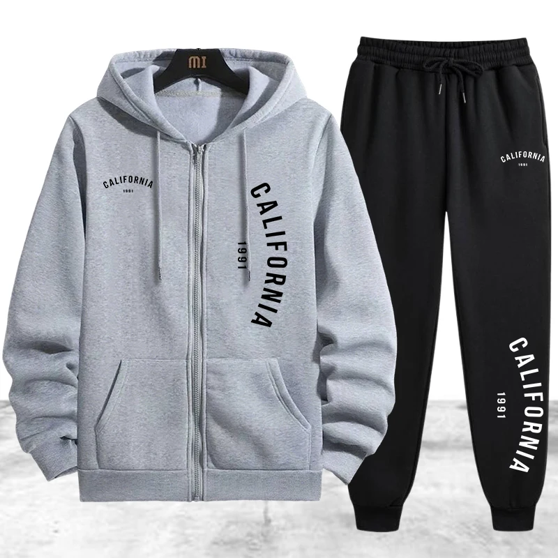 Jacket Winter Clothing - Herbst-Winter Herren-Trainingsanzug, Lässiger Kapuzenpullover mit Reißverschluss,
