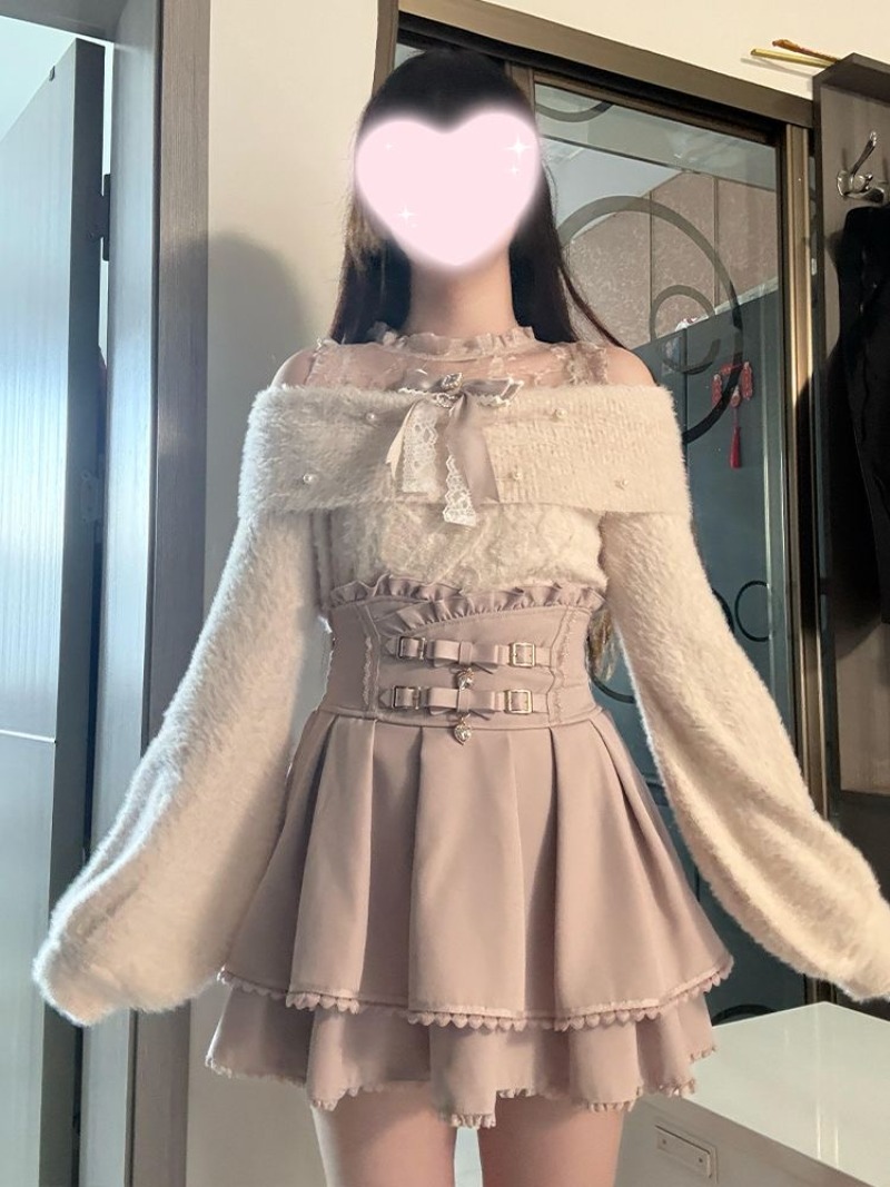 Winter Clothing Men Style - Japanischer süßer Lolita-Pullover mit schulterfreiem Design