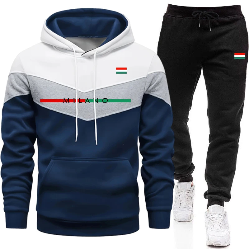Winter Clothing Equipment - Hochwertiger Trainingsanzug für Herren Lässiger Dreifarbiger