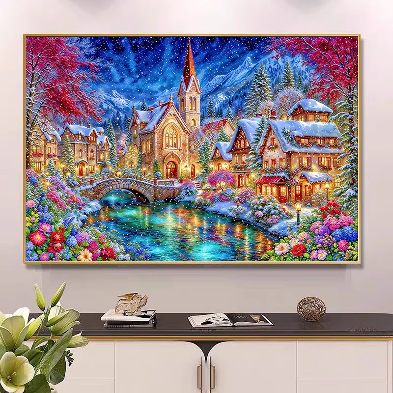 Winter Clothing Pinterest - 9ct 100x75cm Winter Kirchen-Stickerei DIY Bedruckte