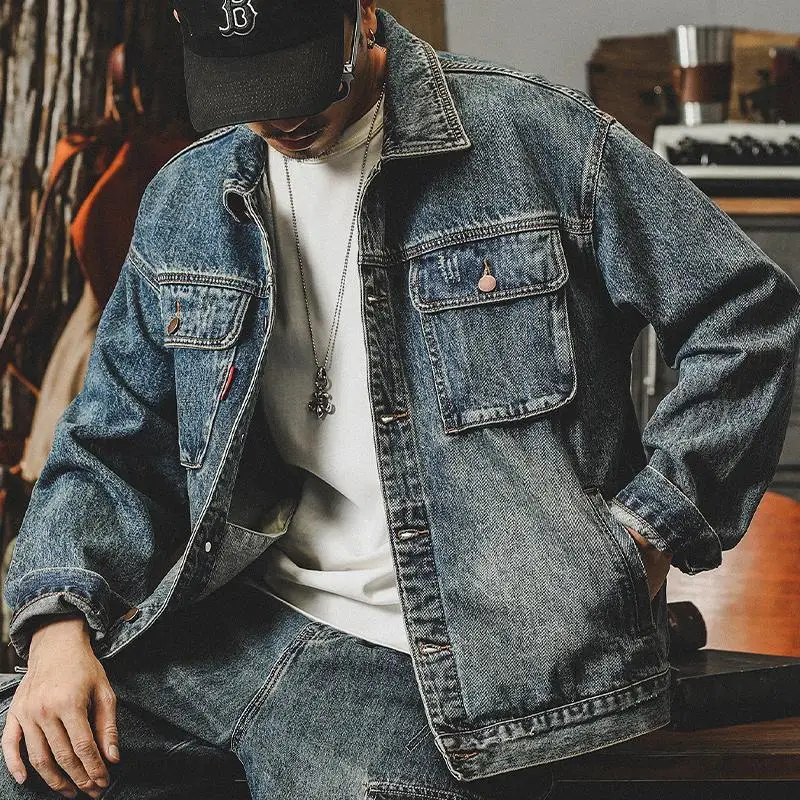 Trendige lose Jeansjacken für  – Winter Clothing Men Style Bewertung und Preis